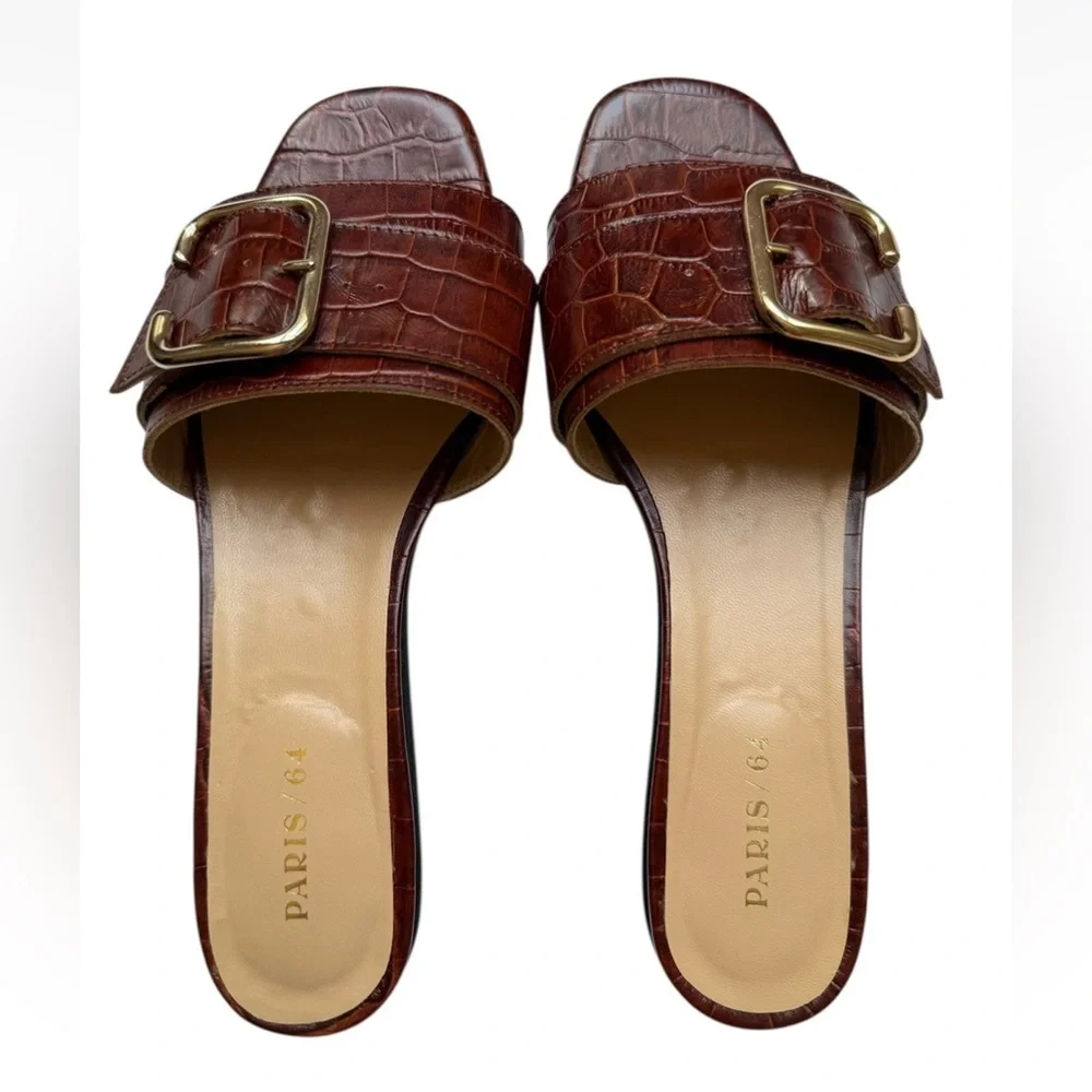 Paris 64 Brown Leather Sandals Sz US 8 Spain - Picture 4 of 7